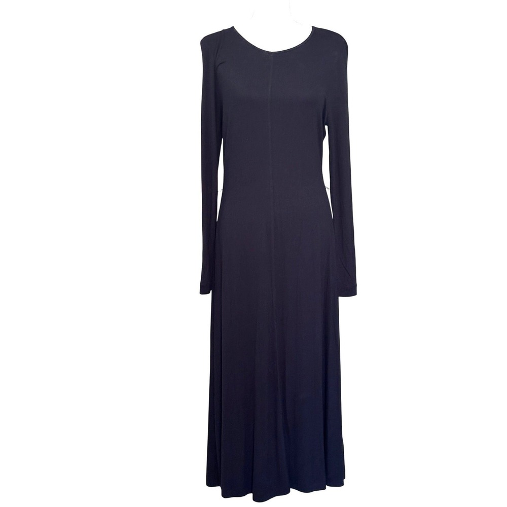 Boden Black Jersey Long Sleeve Maxi Dress 10R Quiet Luxury Minimalist, Classic